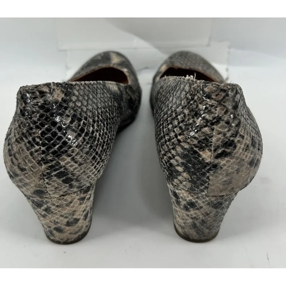 Vionic Antonia Wedge Pumps Beige And Black Snake Print Leather Women's‎ Size 7